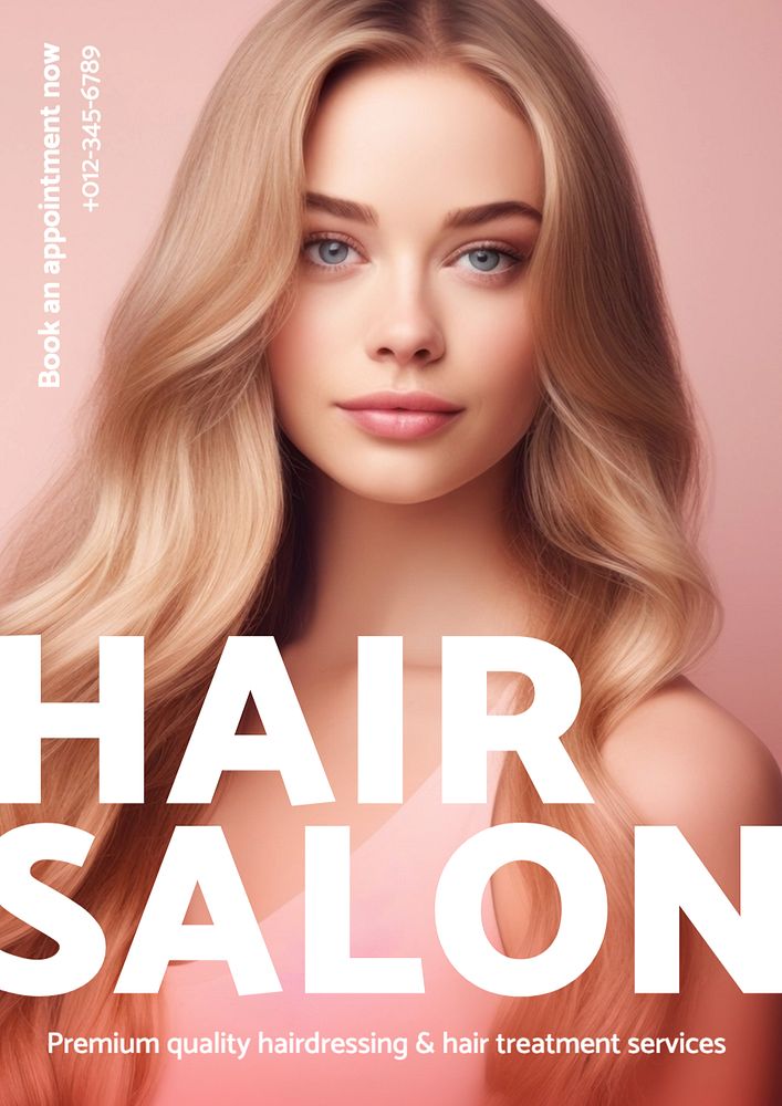 Hair salon poster template, editable text and design