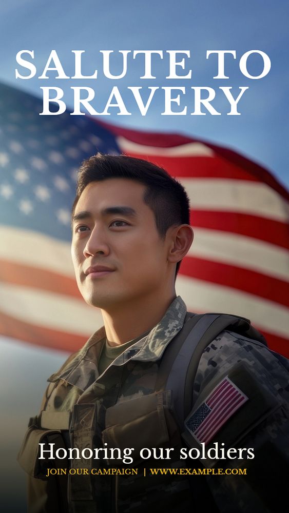 Honoring soldiers Instagram story template, editable text