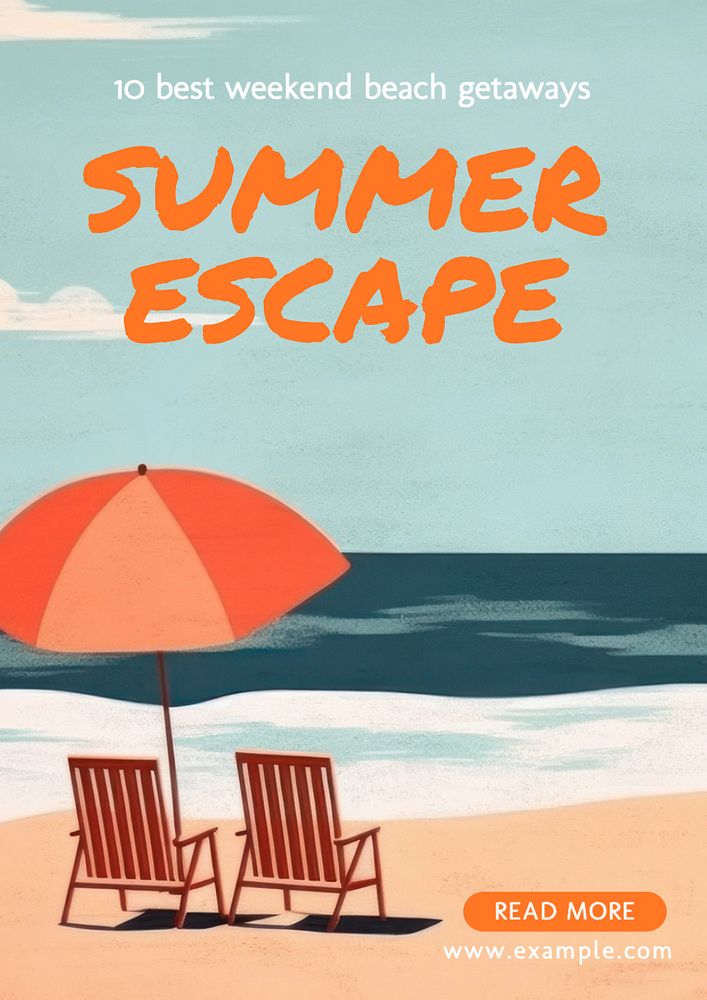 Summer escape poster template, editable text and design