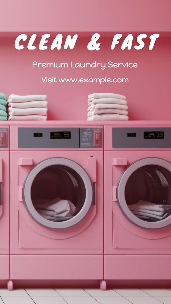 Laundry service Instagram story template, editable text