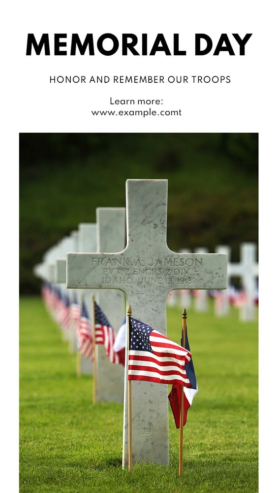 Memorial day Instagram story template, editable text