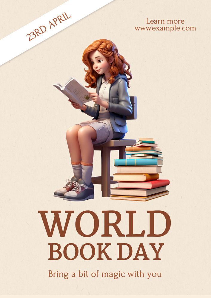 World book day poster template, editable text and design