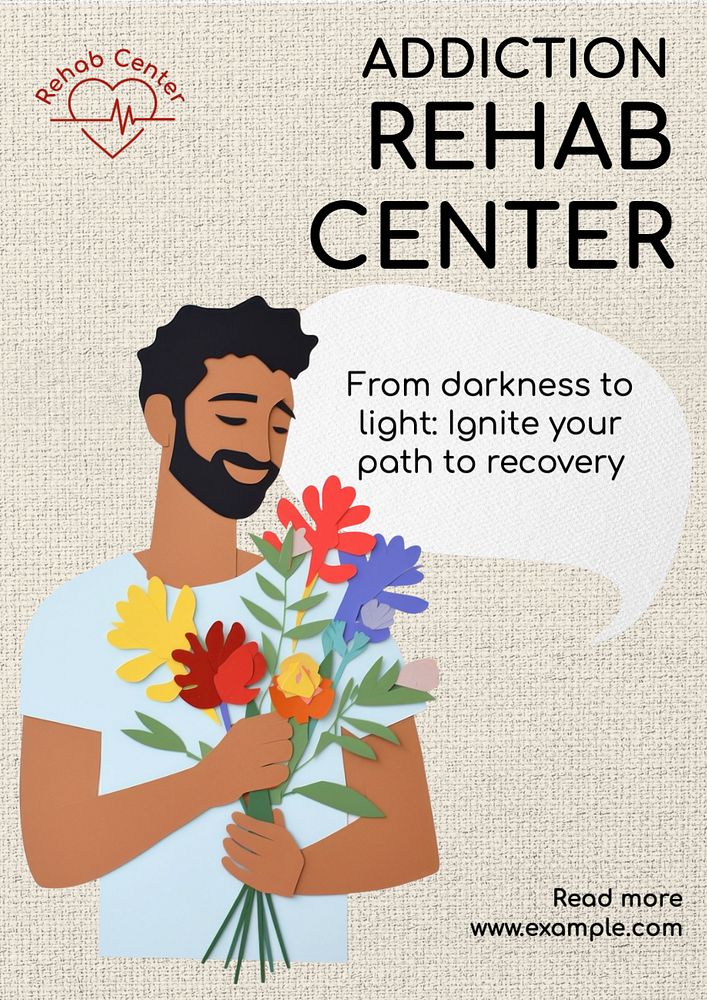 Rehab center poster template, editable text and design