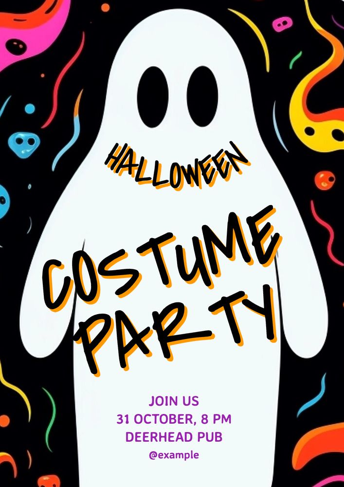 Halloween party poster template, editable text and design