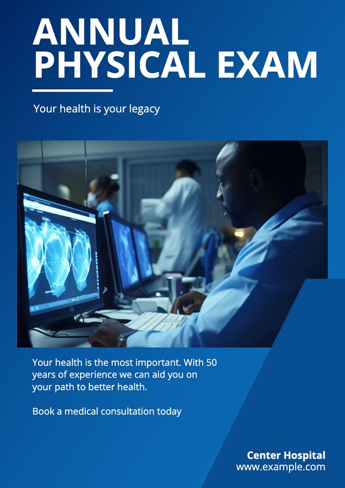 Annual physical exam poster template, editable text and design