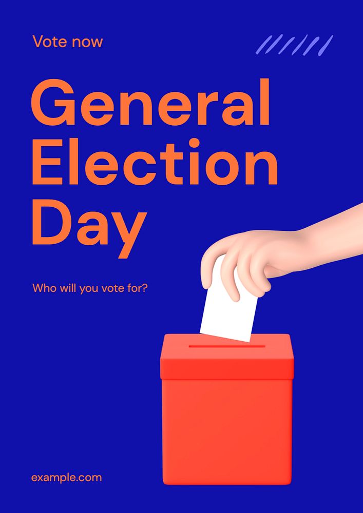 General election day poster template, editable text and design