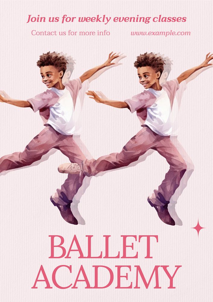 Ballet academy poster template, editable text and design