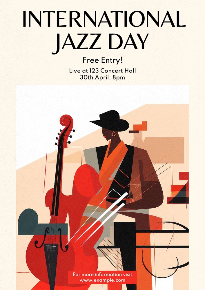 International Jazz Day poster template, editable text and design