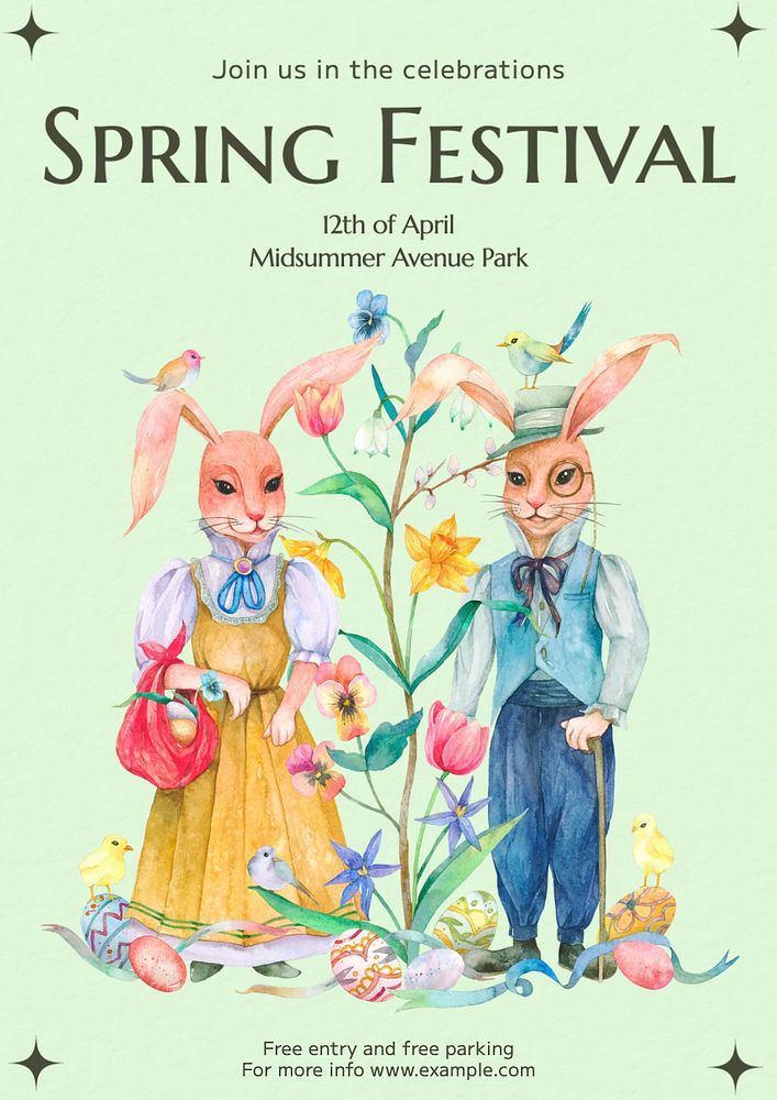 Spring festival poster template, editable text and design