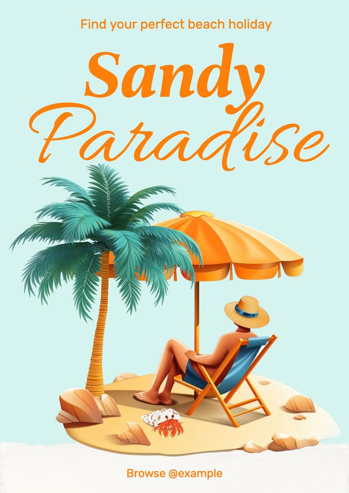 Beach holiday poster template, editable text and design