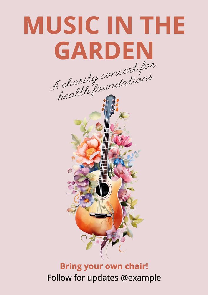 Garden music poster template, editable text and design