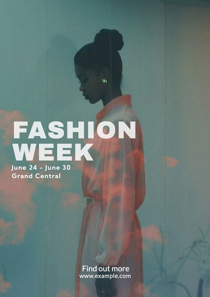 Fashion week poster template, editable text and design