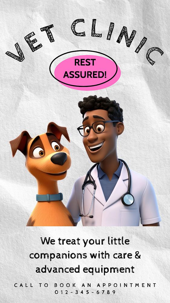 Vet clinic Instagram story template, editable text