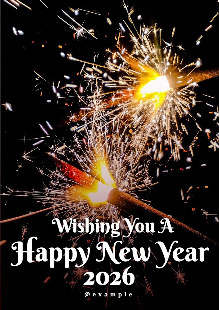 Happy new year poster template, editable text and design