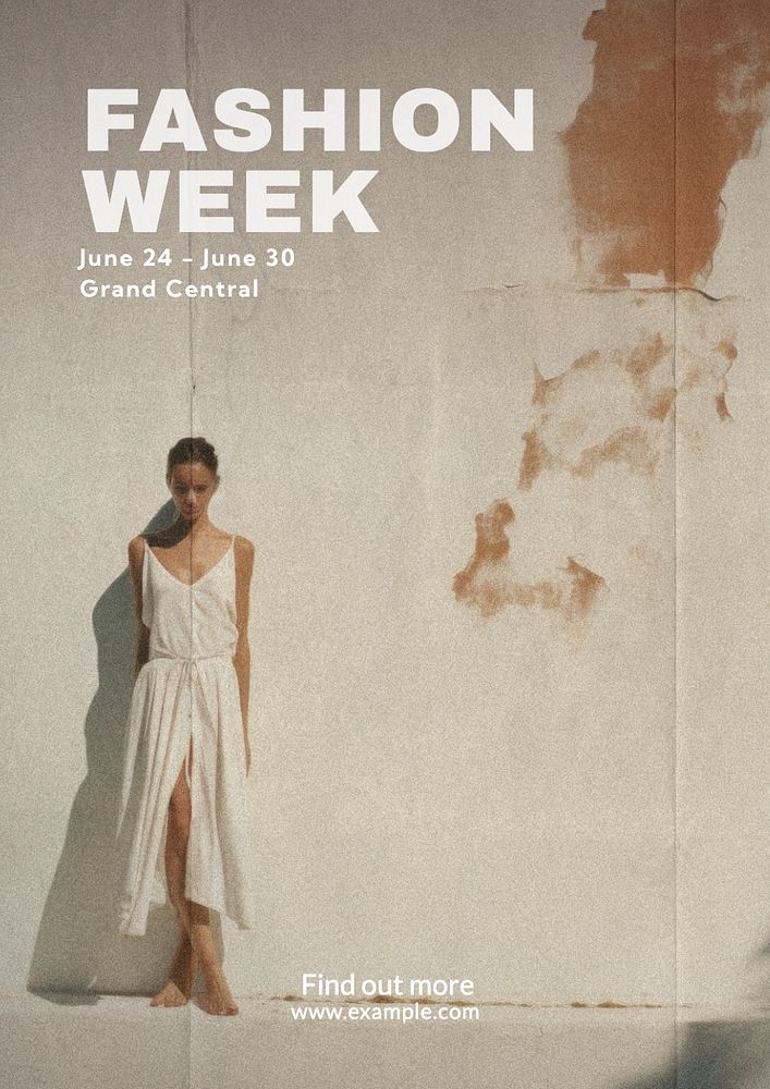 Fashion week poster template, editable text and design