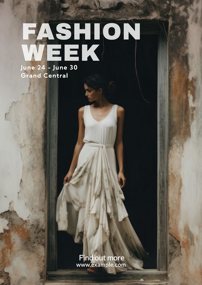 Fashion week poster template, editable text and design