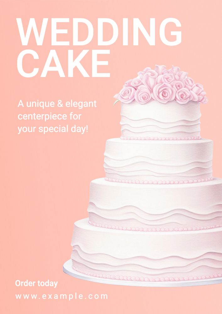 Wedding cake poster template, editable text and design