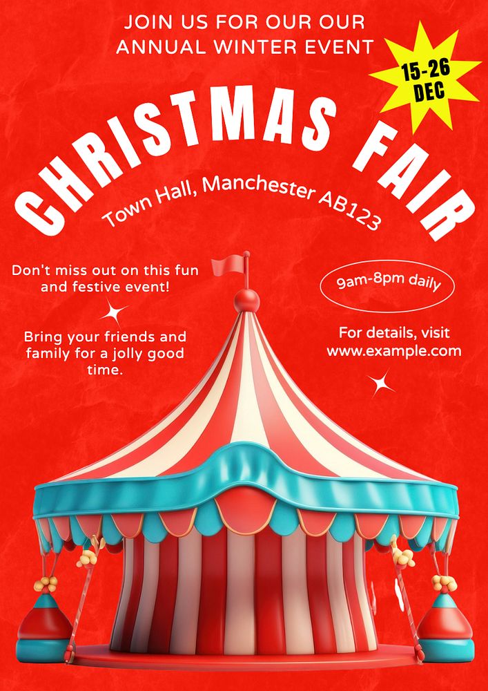 Christmas Fair Poster Template, Editable | Premium Editable Template ...