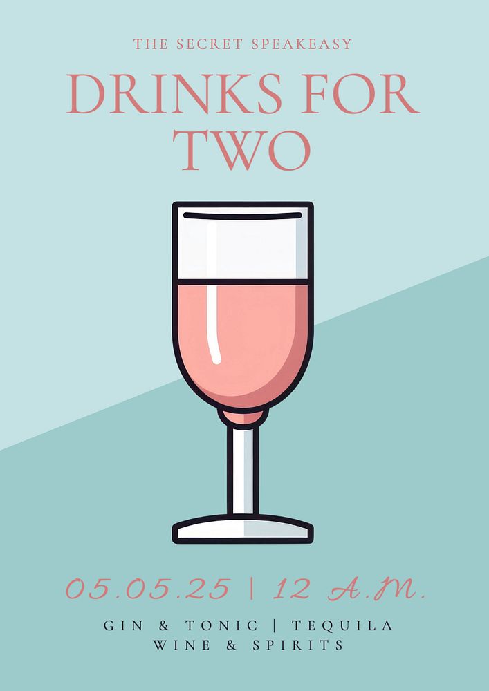 Drinks for two poster template, editable text and design