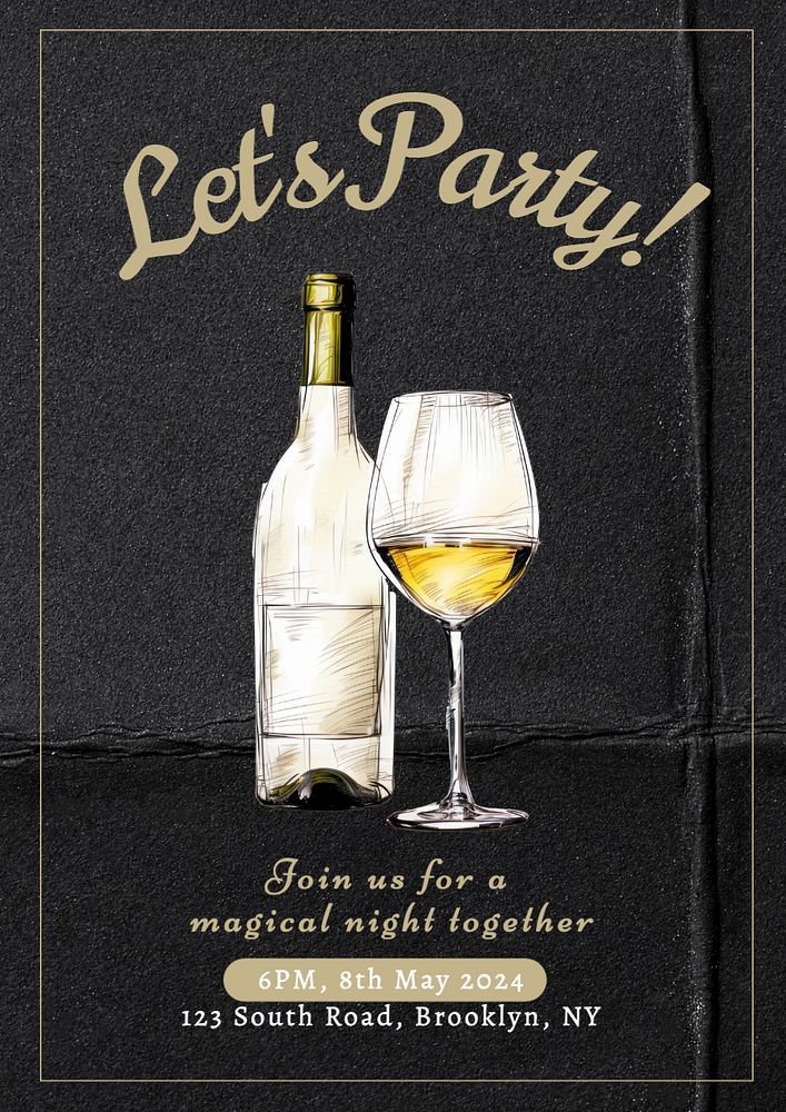 Let's party poster template, editable text and design