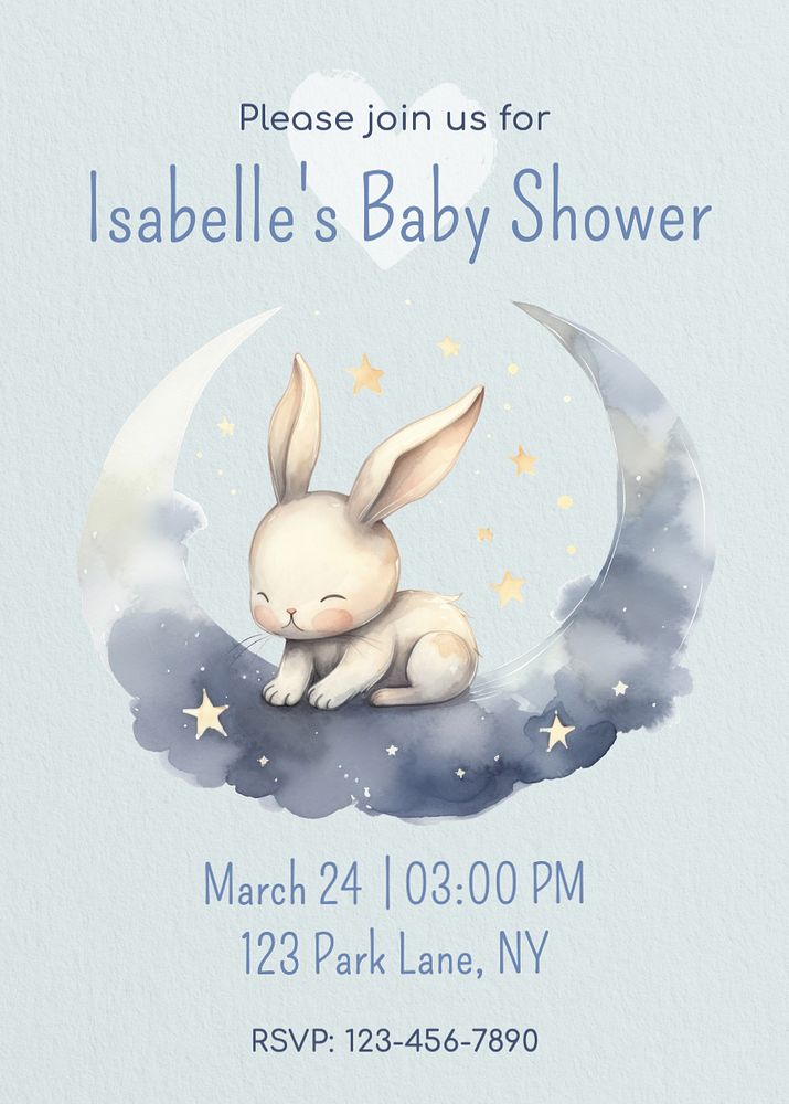 Baby shower invitation template, editable text and design