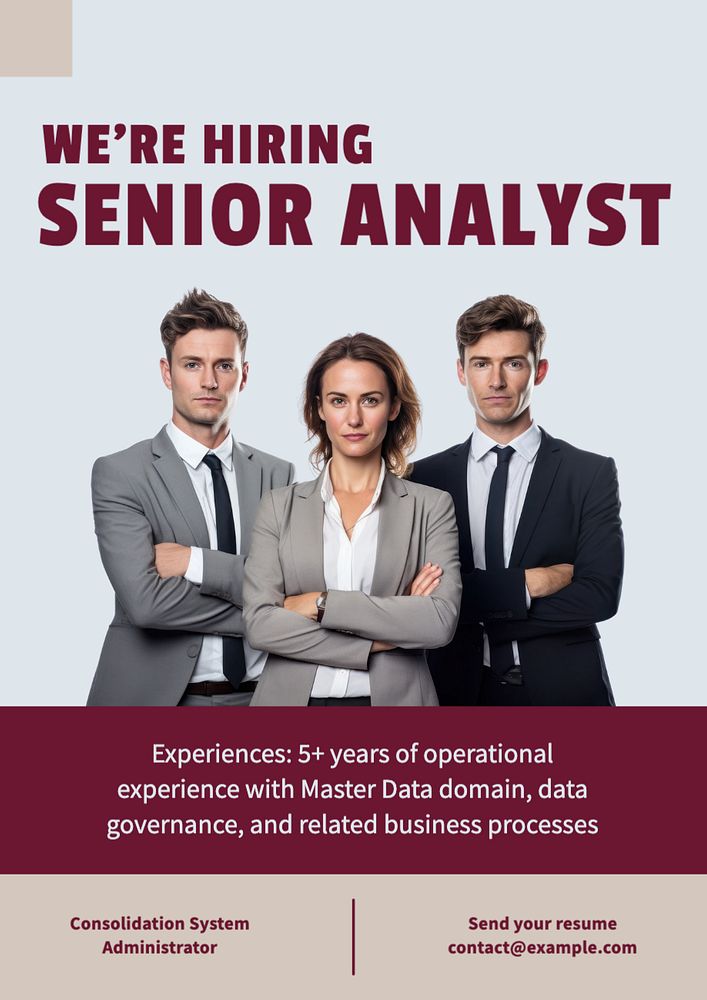 Senior analyst poster template, editable text and design