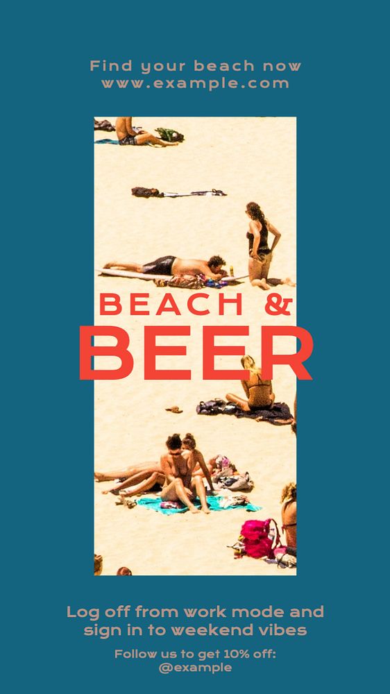 Beach and beer Instagram story template, editable text