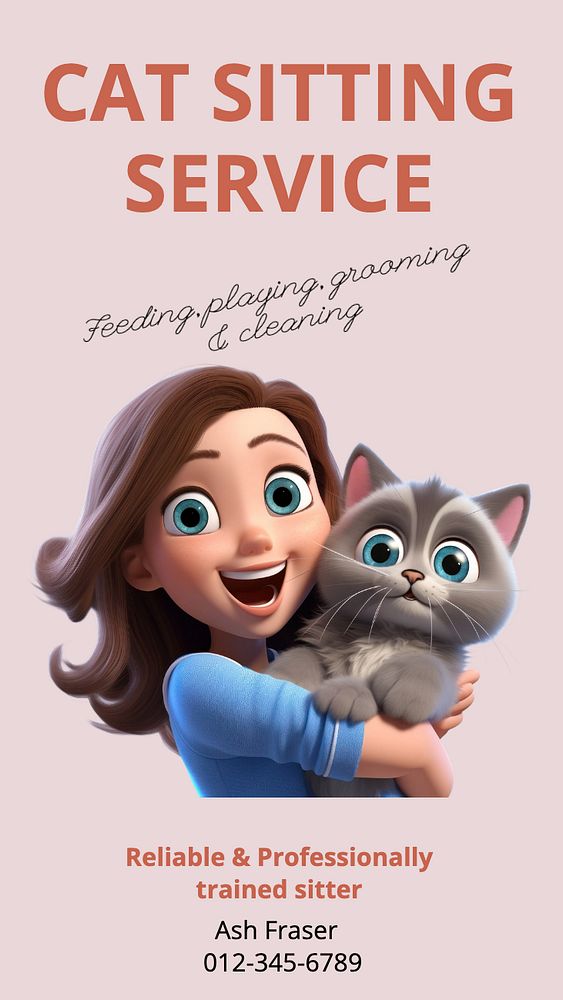 Cat sitting Instagram story template, editable text