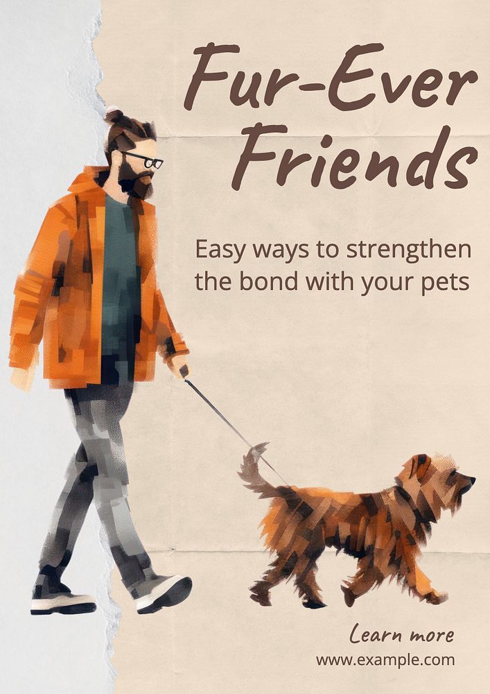 Pets poster template, editable text and design