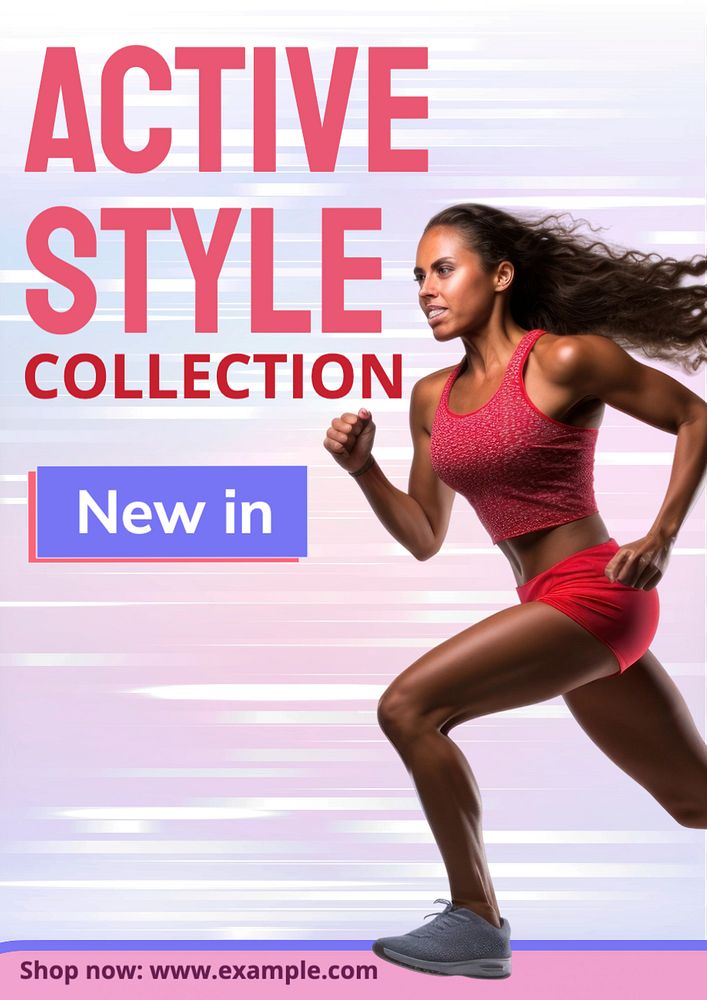 Active style, fashion poster template, editable text and design