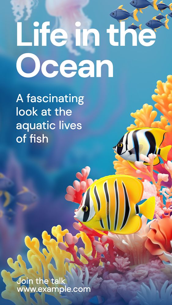 Ocean life Instagram story template, editable text