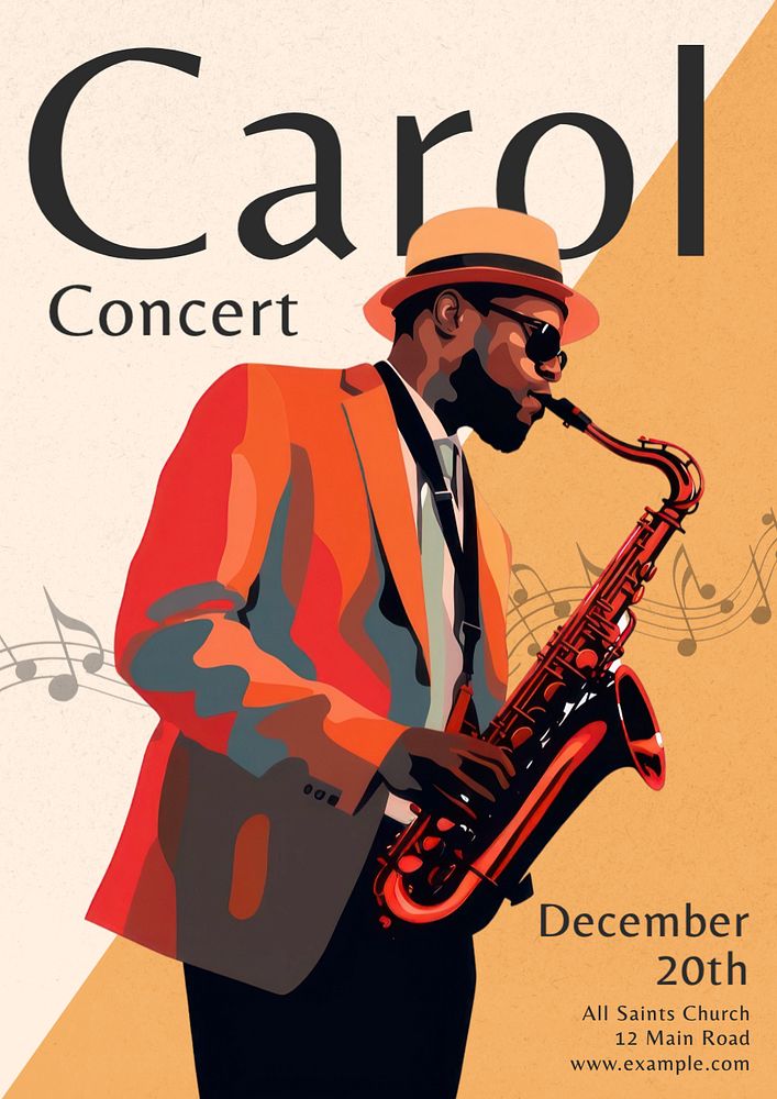 Carol concert poster template, editable text and design