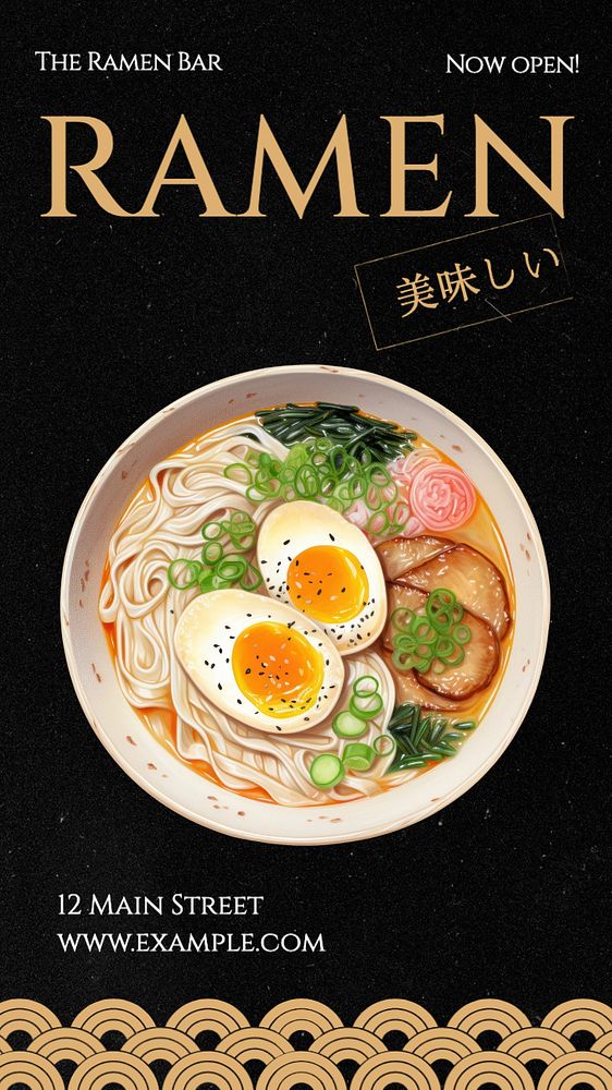 Ramen bar Instagram story template, editable text