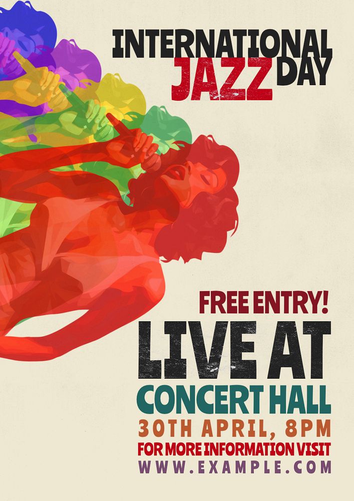 International Jazz Day poster template, editable text and design