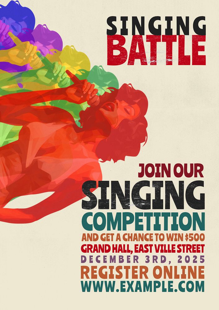 Singing battle poster template, editable text and design