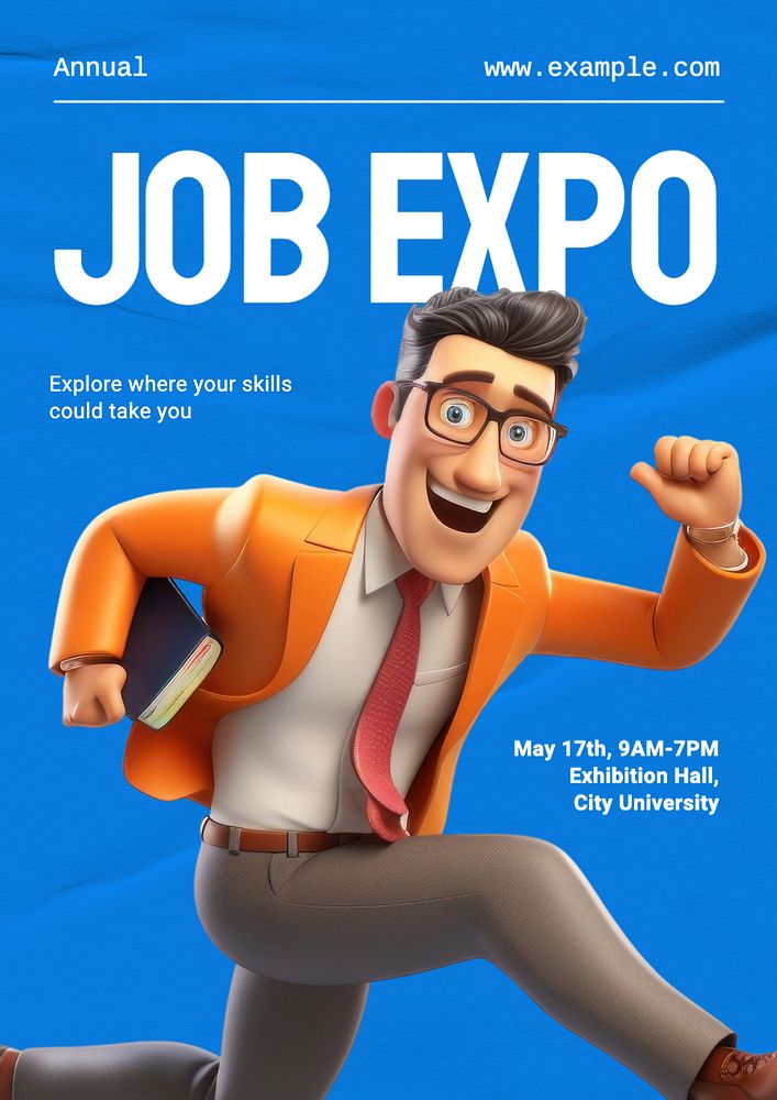 Job expo poster template, editable text and design