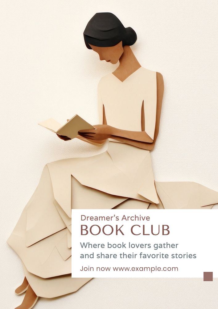 Book club poster template, editable text and design