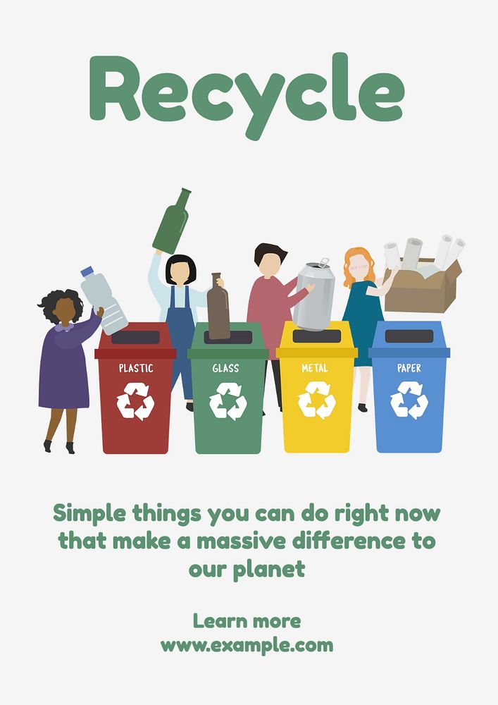 Recycling poster template, editable text and design