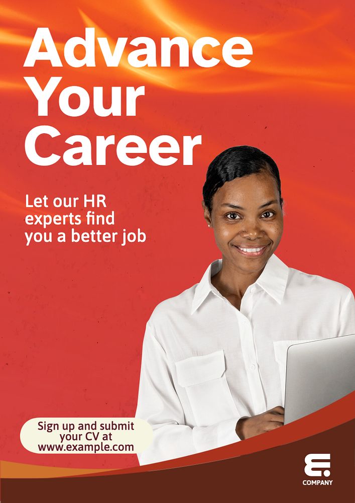 Advance your career poster template, editable text and design