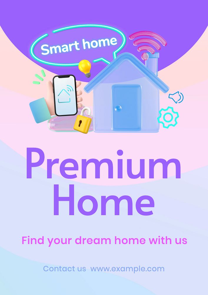 Premium home poster template, editable text and design