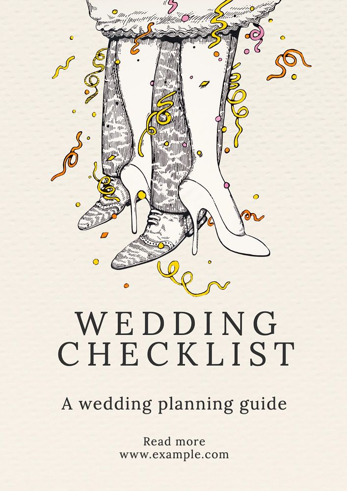 Wedding checklist poster template, editable text and design