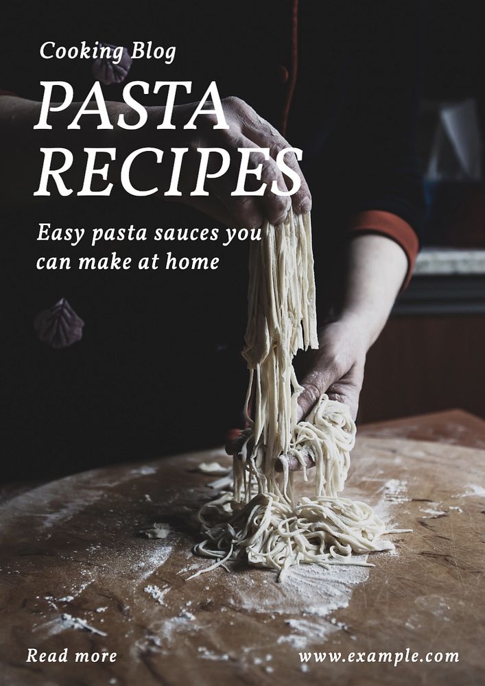 Pasta recipe poster template, editable text and design