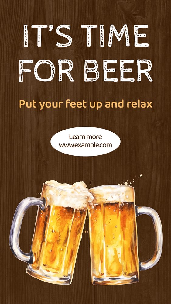 Beer time Instagram story template, editable text