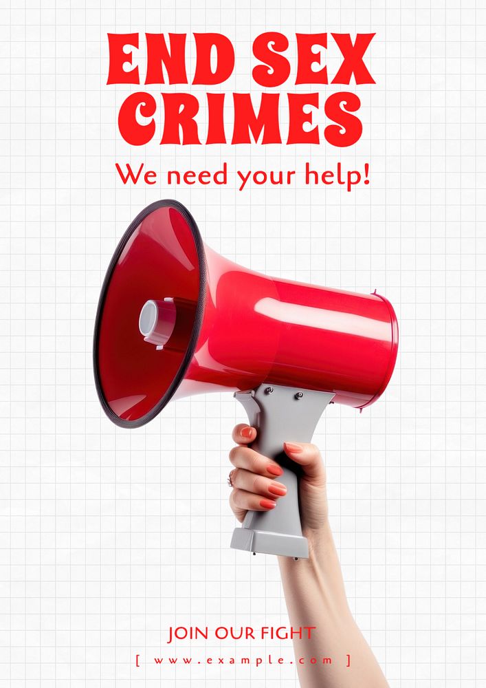 Anti-sex crime poster template, editable text and design