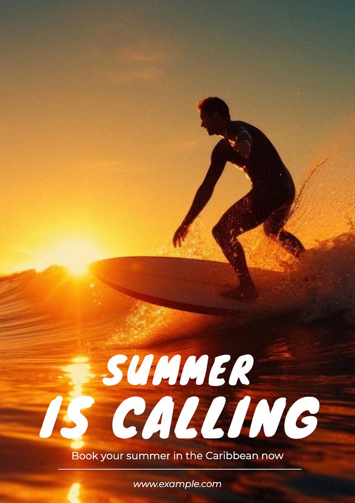 Summer is calling poster template, editable text and design