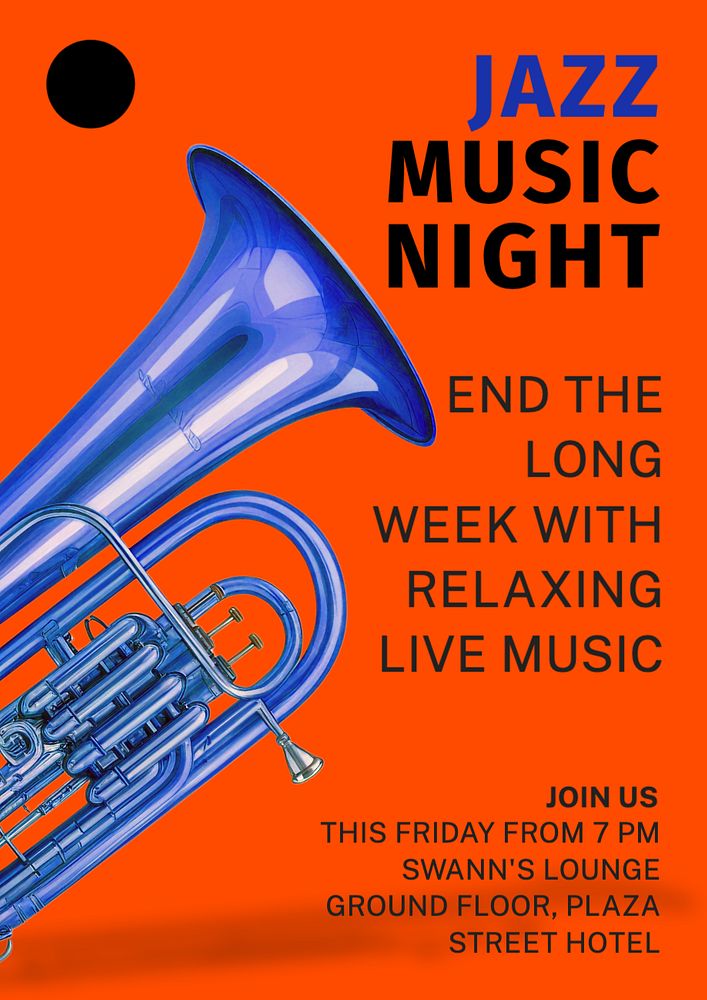 Jazz music night poster template, editable text and design