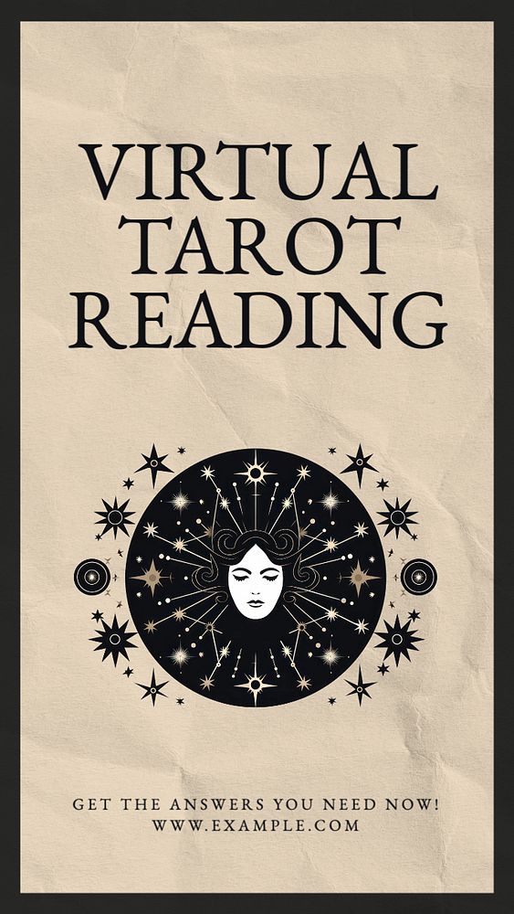 Virtual tarot reading Instagram story template, Facebook story