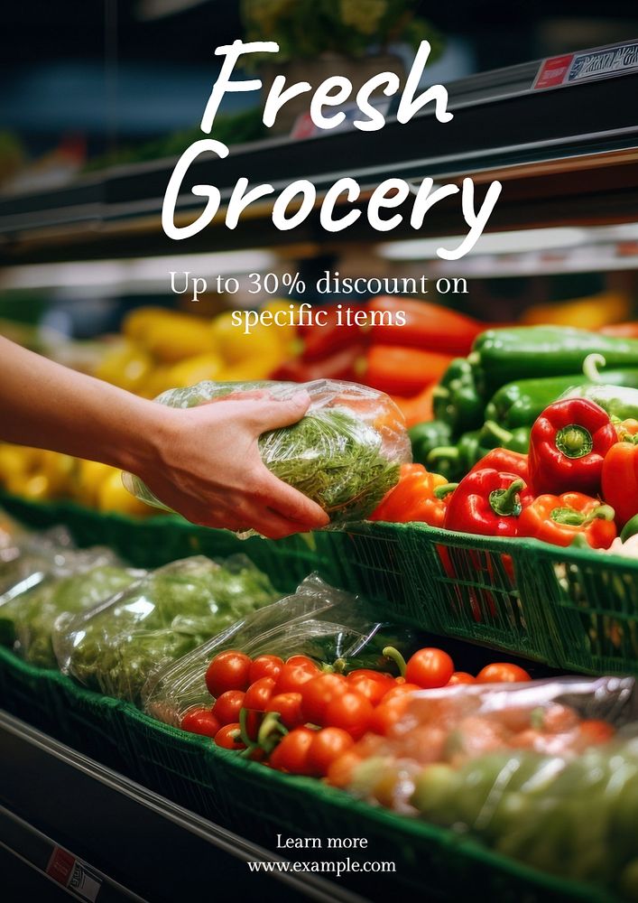 Fresh Grocery poster template, editable text and design