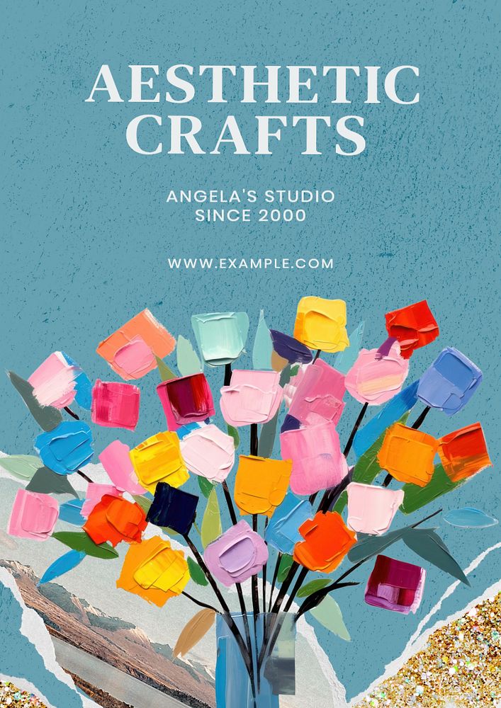 Aesthetic crafts studio poster template, editable text and design