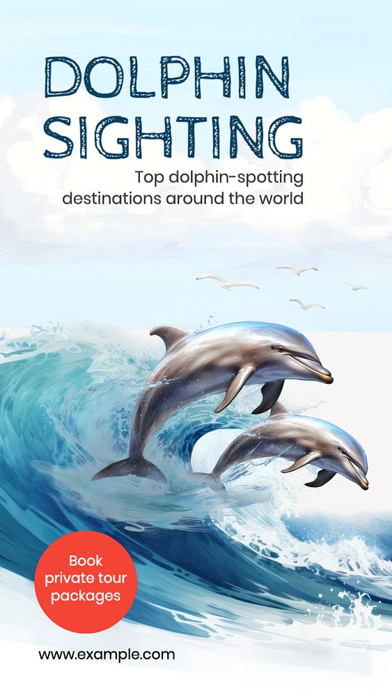 Dolphin sighting Instagram story template, editable text